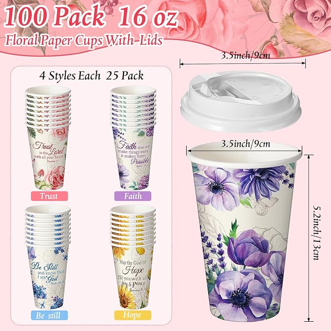 Dandat 100 Pcs Christian Disposable Coffee Cups - Image 2