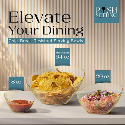 Posh Setting - Gold Plastic Serving Bowls for Party - Angled, Disposable, Chip & Candy Bowls - 54 OZ, 5 Pack