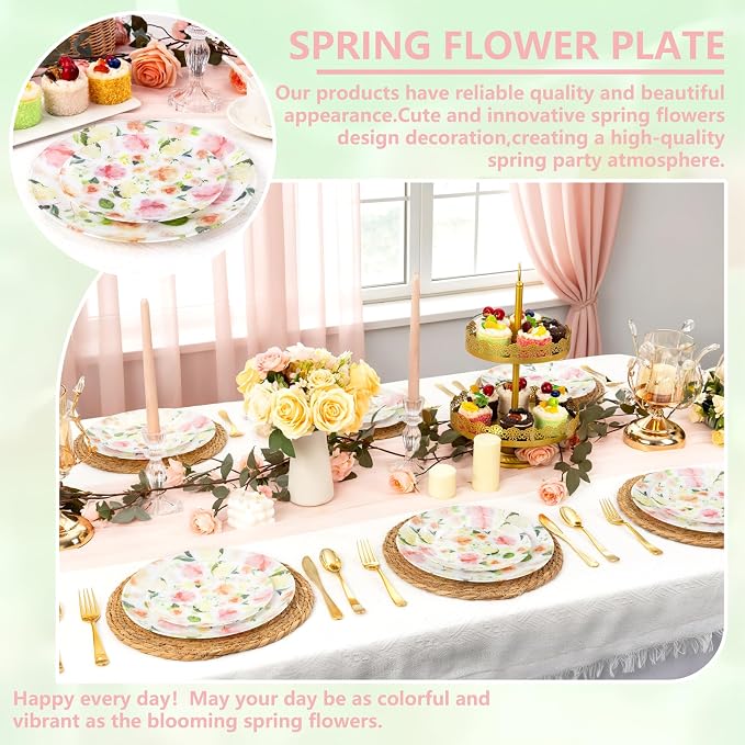 60 PCS Floral Plastic Plates - Image 8