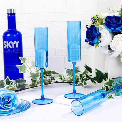 YOUBET 24Pack Blue Champagne Flutes Plastic - Image 8