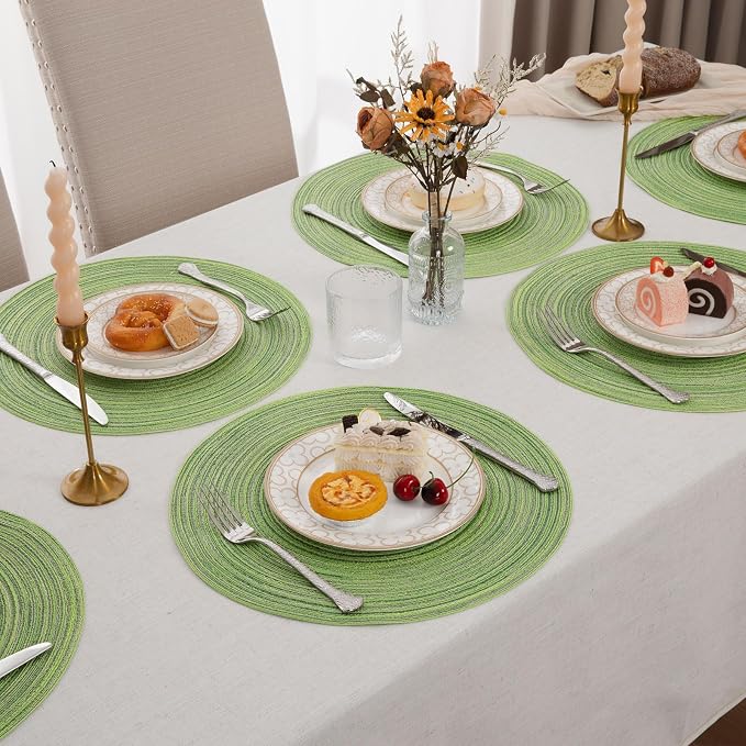 SHACOS Round Placemats Set of 4 Round Table Placemats Braided Cotton Place Mats - Image 7