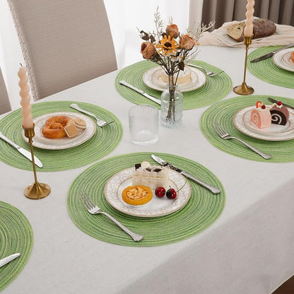 SHACOS Round Placemats Set of 4 Round Table Placemats Braided Cotton Place Mats - Image 7