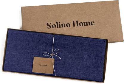Solino Home 100% Pure Linen Dining Table Runner Navy, Athena 14 x 144 in | - Image 5
