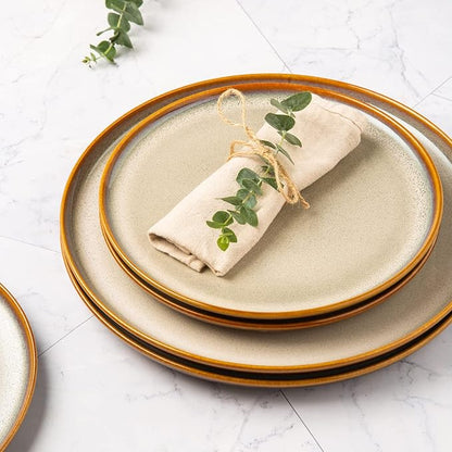 LERATIO Ceramic Plates Set of 6, 8.5 Inch Reactive Glaze Light Weight Porcelain Salad Plates,Modern Shape Dinnerware Dishes Set for Kitchen,Microwave&Dishwasher&Oven Safe, Scratch Resistant