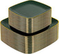 bUCLA 100PCS Green and Gold Plastic Plates - Heavy Duty Square Green Disposable - Include 50 Dinner & 50 Dessert Plates for Party & Christmas
