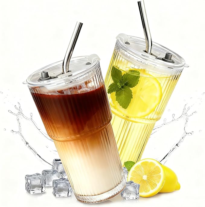 2 Packs Ribbed Glass Tumbler by Unknown