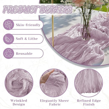 2 Pack Cheesecloth Table Runner, 120 Inch Lavender Purple Table Runner | 10 Ft - Image 4