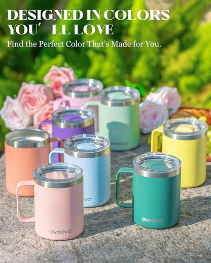 12oz Insulated Coffee Mug with Lid – Includes Two Lids, Stainless Steel Coffee - Image 7
