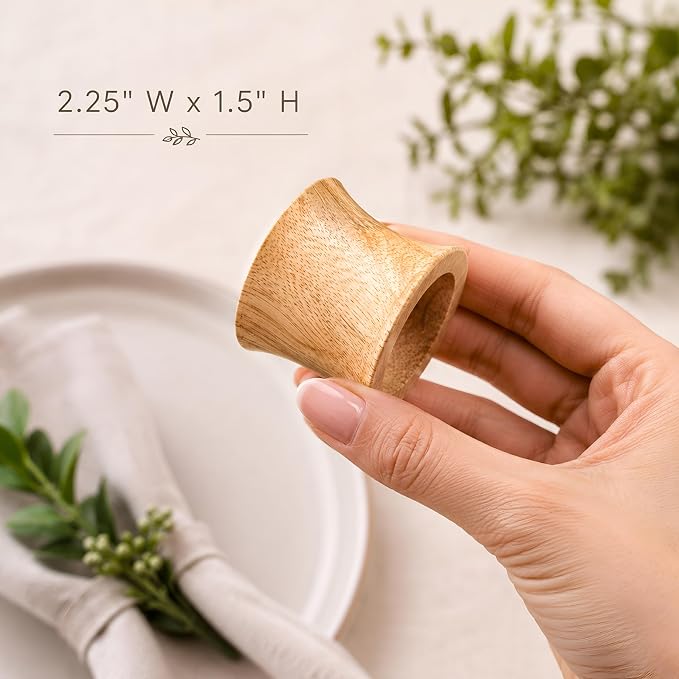 Wooden Napkin Rings, farmhouse or boho décor, Thanksgiving, handcrafted artisan - Image 2