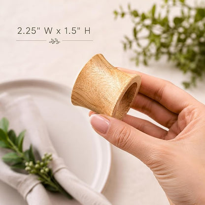 Wooden Napkin Rings, farmhouse or boho décor, Thanksgiving, handcrafted artisan - Image 2