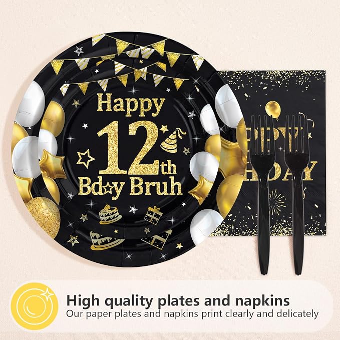 96 Pcs Bruh 12th Birthday Party Decorations - Image 3