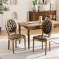 Ball & Cast French Vintage Upholstered Dining Chairs Set of 2, Button Tufted Kitchen Side-Chairs with Carved Antique Wood Frame & Nailhead Trims, PU-Leather Curved Backrest Louis Chair, PU Brown