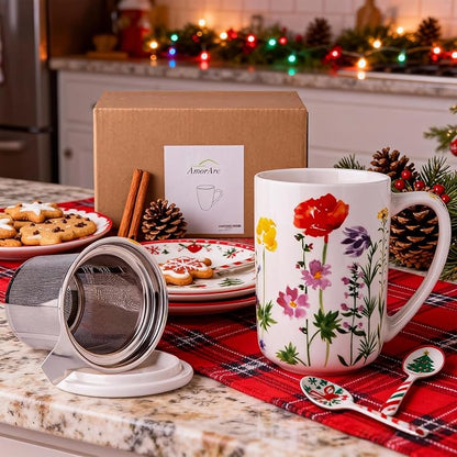 AmorArc Tea Cup With Infuser and Lid, 18oz Loose Leaf Tea Mug With Steeper | - Image 8