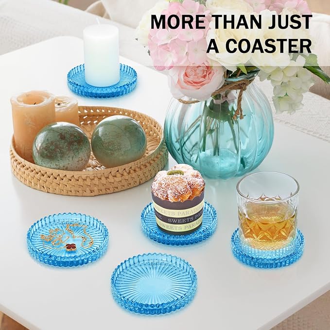 Modern Clear Glass Coasters Set of 6, Cute Coasters Table Mats - Image 3