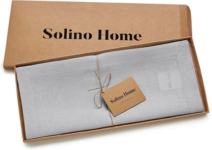 Solino Home 100% Pure Linen Table Runner Grey, Fete 14 x 120 Inch Long | Table - Image 5