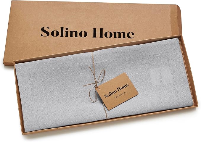 Solino Home 100% Pure Linen Dining Table Runner Grey, Fete 14 x 108 in Long | - Image 5