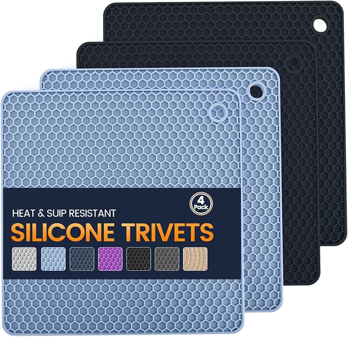 Silicone Trivet Mats 4 Heat Resistant Pot Holders Multipurpose Non-Slip Hot Pads by Unknown