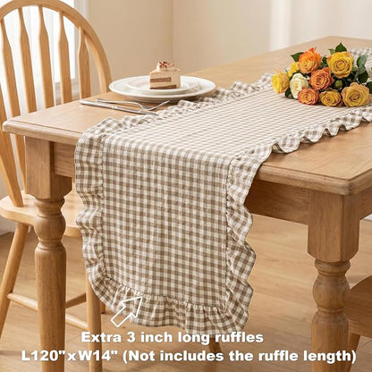 Eternal Beauty 14x120 Gingham Ruffle Table Runner - Image 4
