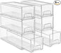 Sorbus Small Wide Clear Stackable Storage Drawers – 6-Pack Plastic Organizer Bins with Handles – Stackable Pull-Out Storage Drawers for Closet, Pantry, Office, Bathroom, Craft, and Toy Organization