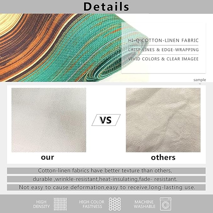 Table Runner and Placemats Set of 6, Vintage Blue Gray Art | Abstract Farmhouse - Image 4