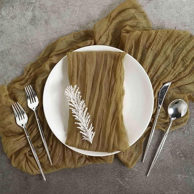 Efavormart 5 Pack 24"x19" Muted Gold Matte Gauze Cheesecloth Napkins, Soft by efavormart