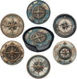Nautical Compass Coasters for Drinks with Holder Round Leather Coasters Set of 6 Cups Mugs Mat Pad for Home Kitchen Bar