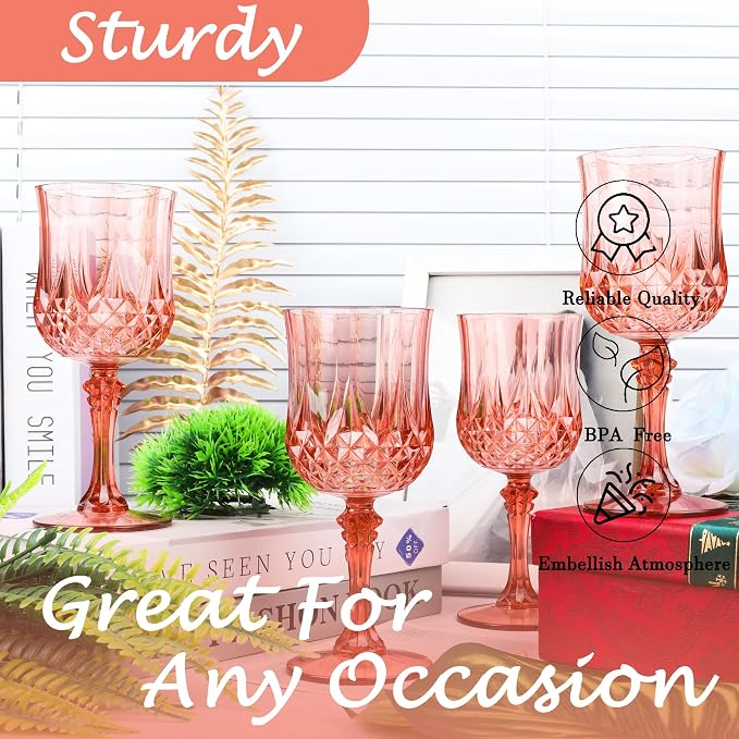 48Pack Plastic Wine Glasses, 7oz Vintage Goblets - Image 6