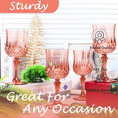 24Pack Plastic Wine Glasses, 7oz Vintage Goblets - Image 5