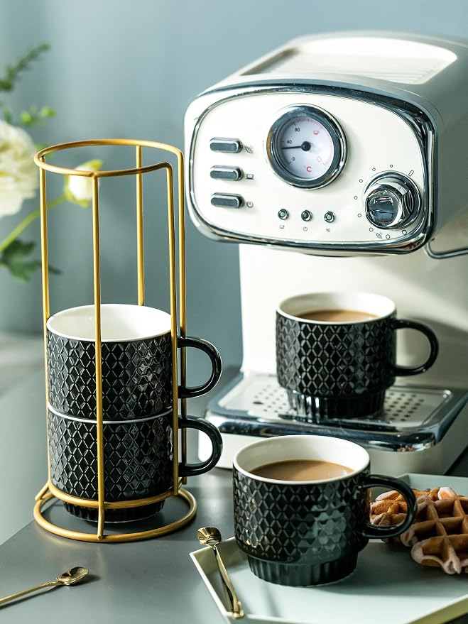LYEOBOH Stackable Coffee Mugs Set of 4 - Image 3