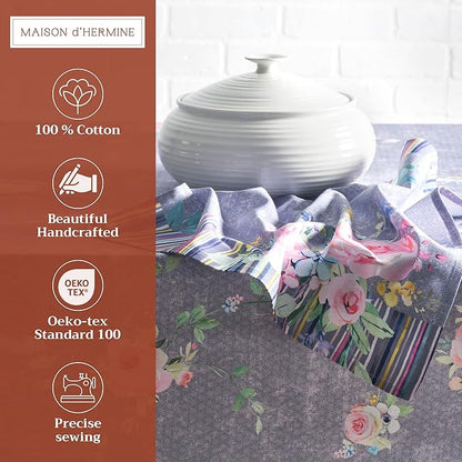 Maison d' Hermine Cloth Napkins Set of 4 100% Cotton Everyday Reusable Square Napkins Cloth Washable Dinner Restaurant Valentines Day Decorations Spring/Summer (Sweet Rose Lavender - Lush, 20" x 20")