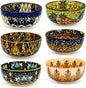 Cereal Bowls Set of 6, Bohemian Ceramic Soup Bowls, 28 oz Colorful Bowls Set by Unknown