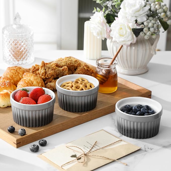 MALACASA Ramekins 8 oz Oven Safe, Large Ceramic Souffle Dishes - Image 7