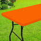 Smiry Rectangle Picnic Table Cloth, Waterproof Elastic Fitted Tablecloths for 6 Foot Tables, Washable Polyester Table Cover for Camping, Indoor and Outdoor (Orange, 30"x72")
