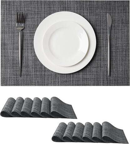 Leetaltree Black and Grey Woven Placemats Set of 12 by Leetaltree-ArtatEveryTable