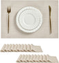 Leetaltree Beige White Placemats Set of 20 - Heat Resistant Non-Slip Place mats for Dining Table, Washable Durable PVC Vinyl Woven Table Mats(Beige White, 20)