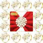 Hotop 36 Pcs Gold Napkin Rings Pearls and Flower Napkin Buckles Rhinestone by HOTOP
