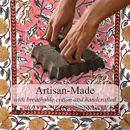Candy Pink Hand Block Print 100% Cotton Reusable Table Runner 16" X 70" Inches - Image 3