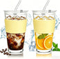 Birity 16oz Glass Cup with Lid and Glass Straw, Reusable Iced Coffee Cups by 24ozRibbedGlassCup
