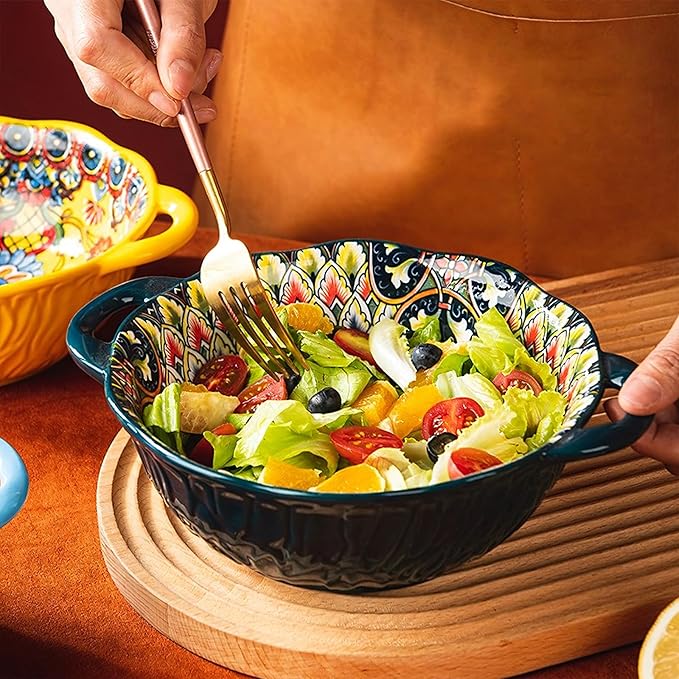 2 Pack Boho Ceramic Serving Bowls - Image 3