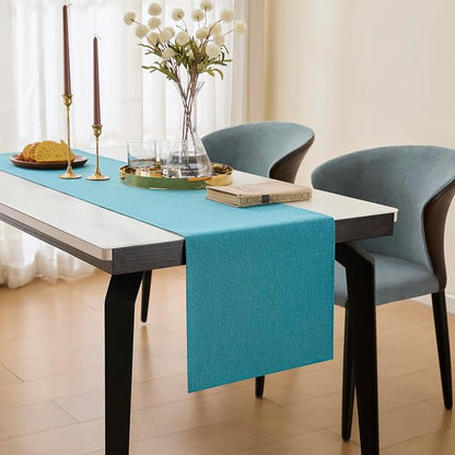 YATOJUZI Teal Table Runner Seasonal Summer Kitchen Dining Coffee Table - Image 5