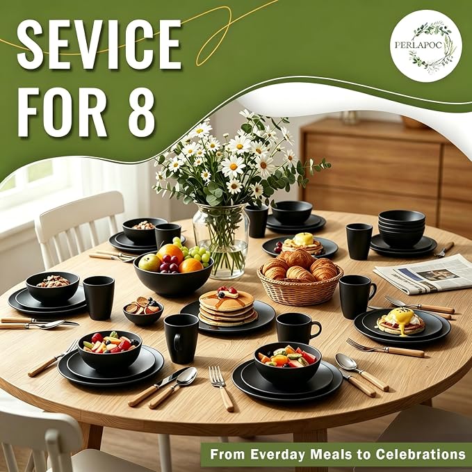 Kitchen Wheat Straw Dinnerware Set 40 PCS Dishes Sets - Image 7