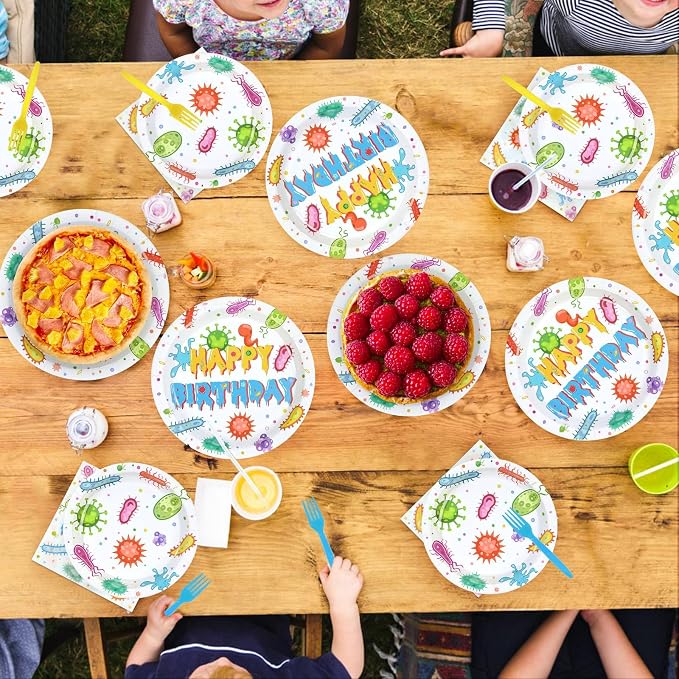 96 Pcs Virus Theme Birthday Party Decorations, Serves 24 | Colorful Cells - Image 7