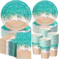 Funnymoom 250 Pcs Beach Party Decoration Ocean Waves Paper Plates Napkins and by Funnymoom