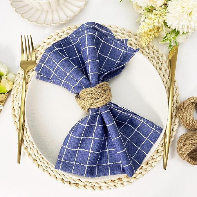 WINGFISH Woven Napkin Rings Set of 50 Farmhouse Burlap Jute Napkin Rings Bulk - Image 5