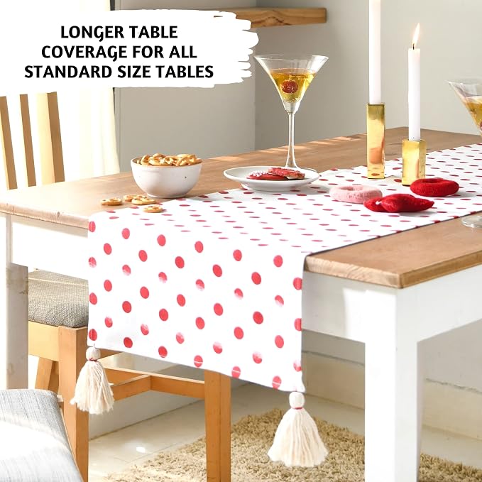 Folkulture Table Runner 72 Inches Long | Polka Red | Table Runner - Image 6