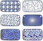 Selamica Rectangular Salad Plates, 7.1 Inch Dessert Plates Ceramic, Small Plates for Appetizer, Snack, Sushi, Fruit, Set of 6, Vintage Blue