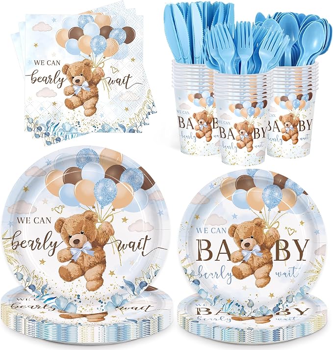 168pcs We Can Bearly Wait Bear Plates Napkins by Vellumvibe