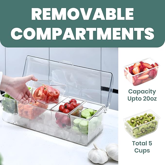 Chilled Condiment Caddy with Lids, 5 Spoons, 5 Forks & 2 Tongs | Chilled - Image 5