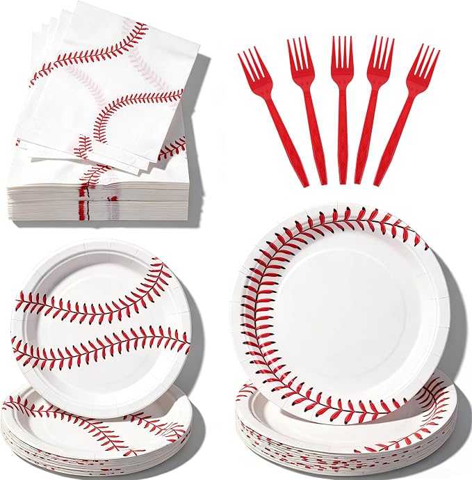 100 Pcs Disposable Baseball Party Tableware Set by Unknown