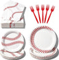 100 Pcs Disposable Baseball Party Tableware Set by Unknown